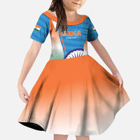 Custom India Cricket Family Matching Off Shoulder Maxi Dress and Hawaiian Shirt Men in Blue Champions 2025