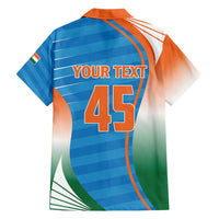 Custom India Cricket Family Matching Short Sleeve Bodycon Dress and Hawaiian Shirt Men in Blue Champions 2025