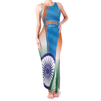 Custom India Cricket Family Matching Tank Maxi Dress and Hawaiian Shirt Men in Blue Champions 2025