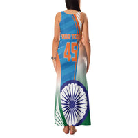 Custom India Cricket Family Matching Tank Maxi Dress and Hawaiian Shirt Men in Blue Champions 2025