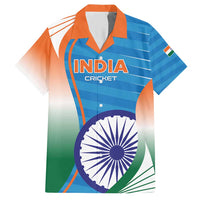 Custom India Cricket Hawaiian Shirt Men in Blue Champions 2025