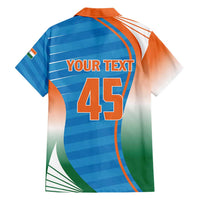 Custom India Cricket Hawaiian Shirt Men in Blue Champions 2025
