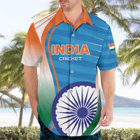 Custom India Cricket Hawaiian Shirt Men in Blue Champions 2025