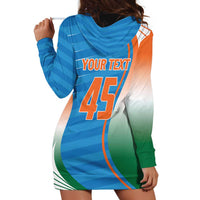 Custom India Cricket Hoodie Dress Men in Blue Champions 2025