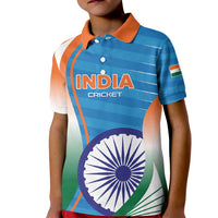 Custom India Cricket Kid Polo Shirt Men in Blue Champions 2025