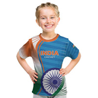 Custom India Cricket Kid T Shirt Men in Blue Champions 2025