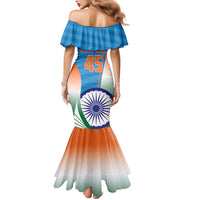 Custom India Cricket Mermaid Dress Men in Blue Champions 2025