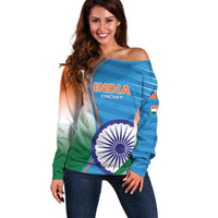 Custom India Cricket Off Shoulder Sweater Men in Blue Champions 2025