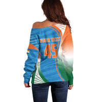 Custom India Cricket Off Shoulder Sweater Men in Blue Champions 2025
