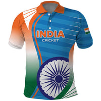 Custom India Cricket Polo Shirt Men in Blue Champions 2025