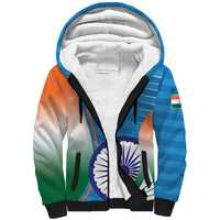 Custom India Cricket Sherpa Hoodie Men in Blue Champions 2025
