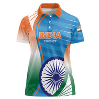 Custom India Cricket Women Polo Shirt Men in Blue Champions 2025