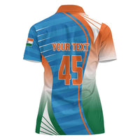 Custom India Cricket Women Polo Shirt Men in Blue Champions 2025