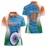 Custom India Cricket Women Polo Shirt Men in Blue Champions 2025