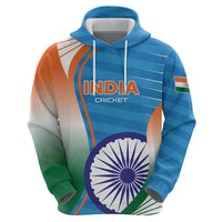 Custom India Cricket Zip Hoodie Men in Blue Champions 2025