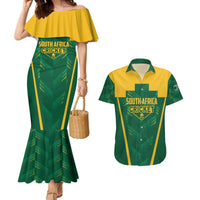Custom South Africa Cricket Couples Matching Mermaid Dress and Hawaiian Shirt SA Protea Woza Nawe