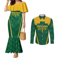 Custom South Africa Cricket Couples Matching Mermaid Dress and Long Sleeve Button Shirt SA Protea Woza Nawe