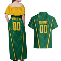 Custom South Africa Cricket Couples Matching Off Shoulder Maxi Dress and Hawaiian Shirt SA Protea Woza Nawe