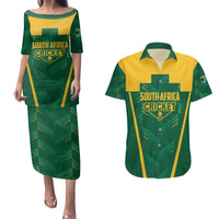 Custom South Africa Cricket Couples Matching Puletasi and Hawaiian Shirt SA Protea Woza Nawe