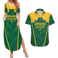 Custom South Africa Cricket Couples Matching Summer Maxi Dress and Hawaiian Shirt SA Protea Woza Nawe