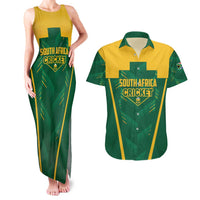 Custom South Africa Cricket Couples Matching Tank Maxi Dress and Hawaiian Shirt SA Protea Woza Nawe