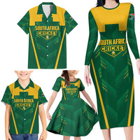Custom South Africa Cricket Family Matching Long Sleeve Bodycon Dress and Hawaiian Shirt SA Protea Woza Nawe