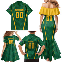 Custom South Africa Cricket Family Matching Mermaid Dress and Hawaiian Shirt SA Protea Woza Nawe