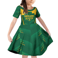 Custom South Africa Cricket Family Matching Off Shoulder Short Dress and Hawaiian Shirt SA Protea Woza Nawe