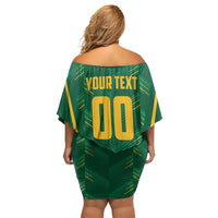 Custom South Africa Cricket Family Matching Off Shoulder Short Dress and Hawaiian Shirt SA Protea Woza Nawe