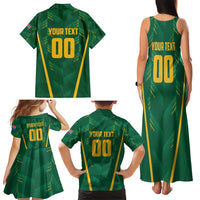 Custom South Africa Cricket Family Matching Tank Maxi Dress and Hawaiian Shirt SA Protea Woza Nawe