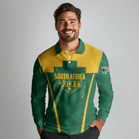 Custom South Africa Cricket Long Sleeve Polo Shirt SA Protea Woza Nawe
