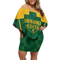 Custom South Africa Cricket Off Shoulder Short Dress SA Protea Woza Nawe