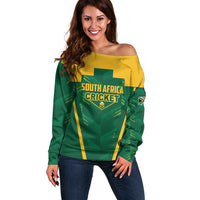 Custom South Africa Cricket Off Shoulder Sweater SA Protea Woza Nawe