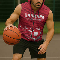 Custom Football 2026 Denmark Sleeveless Zip Hoodie Danish Dynamite Go