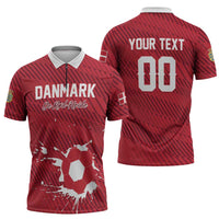 Custom Football 2026 Denmark Zipper Polo Shirt Danish Dynamite Go