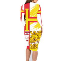 Guernsey Liberation Day Family Matching Long Sleeve Bodycon Dress and Hawaiian Shirt Guernesi Three Lion - Wonder Print Shop