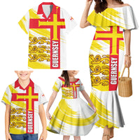 Guernsey Liberation Day Family Matching Mermaid Dress and Hawaiian Shirt Guernesi Three Lion - Wonder Print Shop