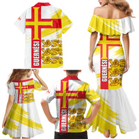 Guernsey Liberation Day Family Matching Mermaid Dress and Hawaiian Shirt Guernesi Three Lion - Wonder Print Shop