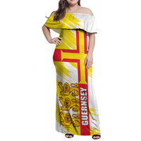 Guernsey Liberation Day Family Matching Off Shoulder Maxi Dress and Hawaiian Shirt Guernesi Three Lion - Wonder Print Shop