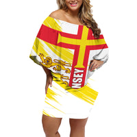 Guernsey Liberation Day Family Matching Off Shoulder Short Dress and Hawaiian Shirt Guernesi Three Lion - Wonder Print Shop