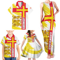 Guernsey Liberation Day Family Matching Tank Maxi Dress and Hawaiian Shirt Guernesi Three Lion - Wonder Print Shop