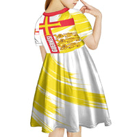 Guernsey Liberation Day Kid Short Sleeve Dress Guernesi Three Lion - Wonder Print Shop