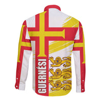 Guernsey Liberation Day Long Sleeve Button Shirt Guernesi Three Lion - Wonder Print Shop