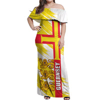 Guernsey Liberation Day Off Shoulder Maxi Dress Guernesi Three Lion - Wonder Print Shop