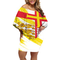 Guernsey Liberation Day Off Shoulder Short Dress Guernesi Three Lion - Wonder Print Shop