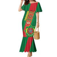 Turkmenistan Flag Day Family Matching Mermaid Dress and Hawaiian Shirt Turkmenistan Bitaraplygyn watanydyr - Wonder Print Shop