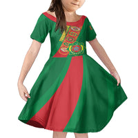 Turkmenistan Flag Day Family Matching Short Sleeve Bodycon Dress and Hawaiian Shirt Turkmenistan Bitaraplygyn watanydyr - Wonder Print Shop