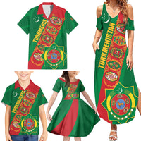 Turkmenistan Flag Day Family Matching Summer Maxi Dress and Hawaiian Shirt Turkmenistan Bitaraplygyn watanydyr - Wonder Print Shop