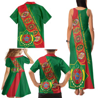 Turkmenistan Flag Day Family Matching Tank Maxi Dress and Hawaiian Shirt Turkmenistan Bitaraplygyn watanydyr - Wonder Print Shop