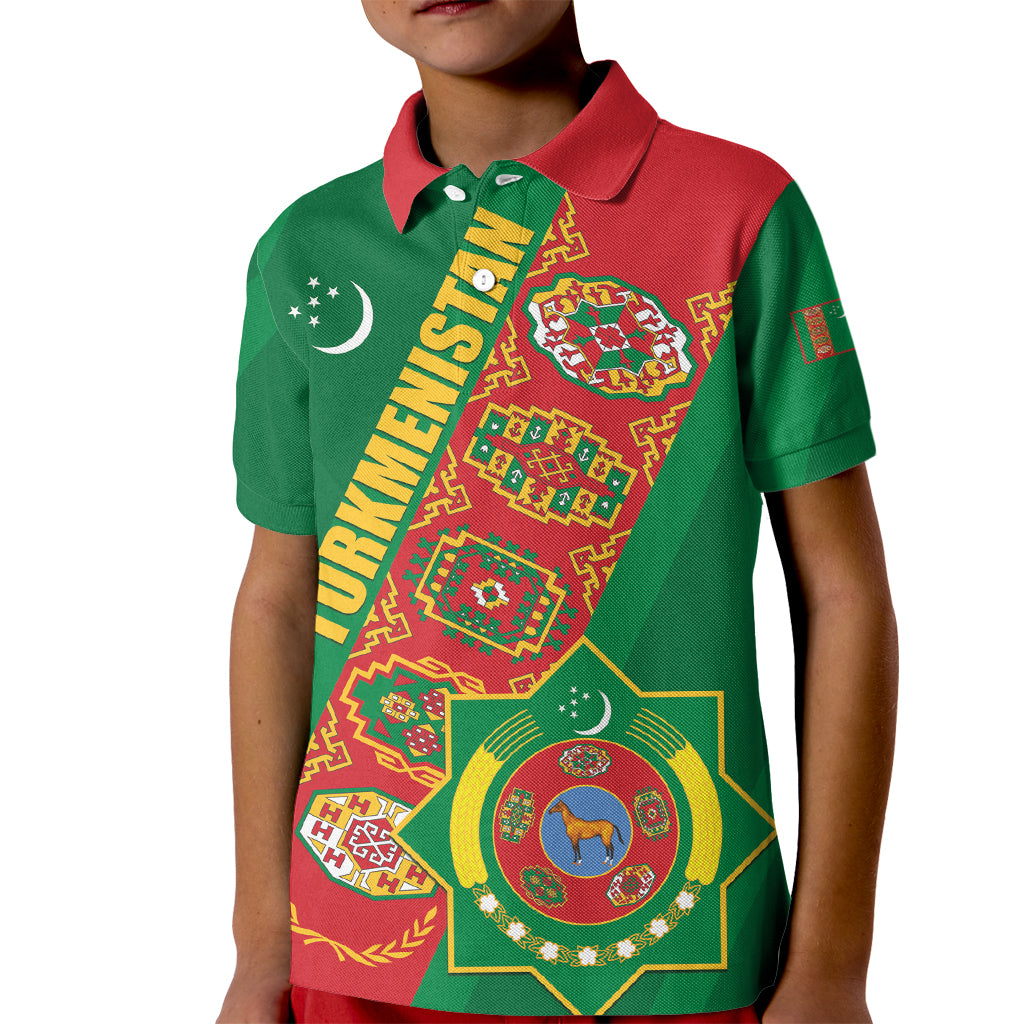 Turkmenistan Flag Day Kid Polo Shirt Turkmenistan Bitaraplygyn watanydyr LT01